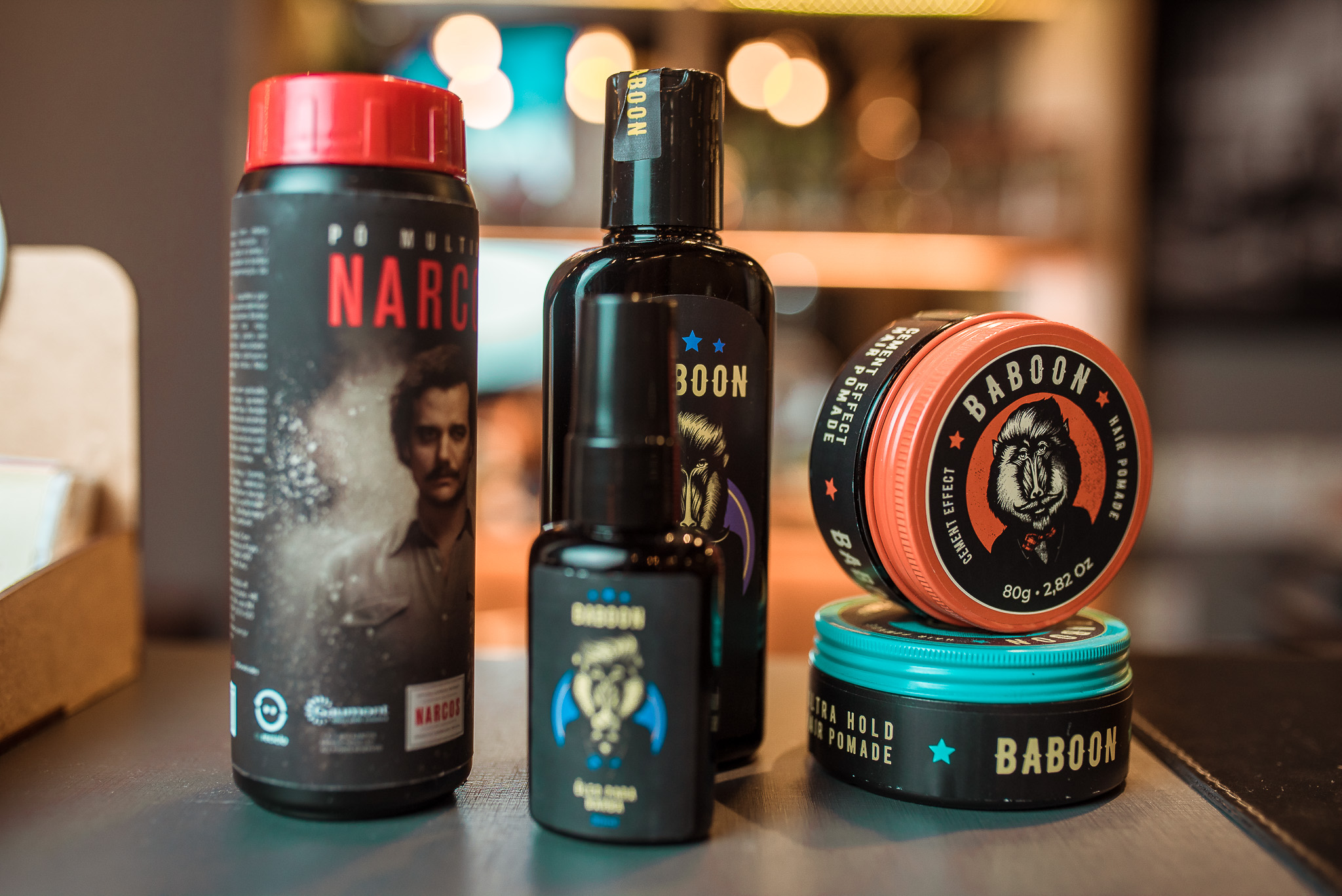 Pomadas e produtos de finalização usados na Mancave